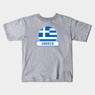 Greece Country Badge - Greece Flag Kids T-Shirt